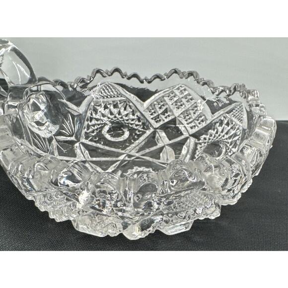 Glass Handled Nappy Dish Vintage T.B. Clark Huyler #587 American Brilliant Cut - Picture 6 of 14